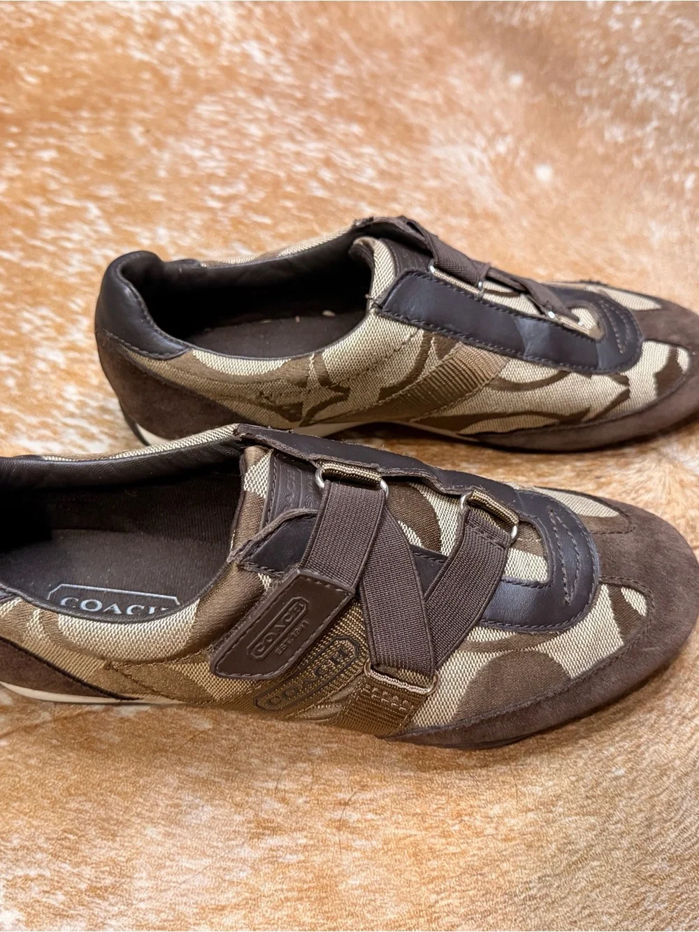 Coach Women’s Brown Signature Logo Slip-On Sneakers